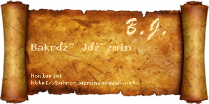 Bakró Jázmin névjegykártya